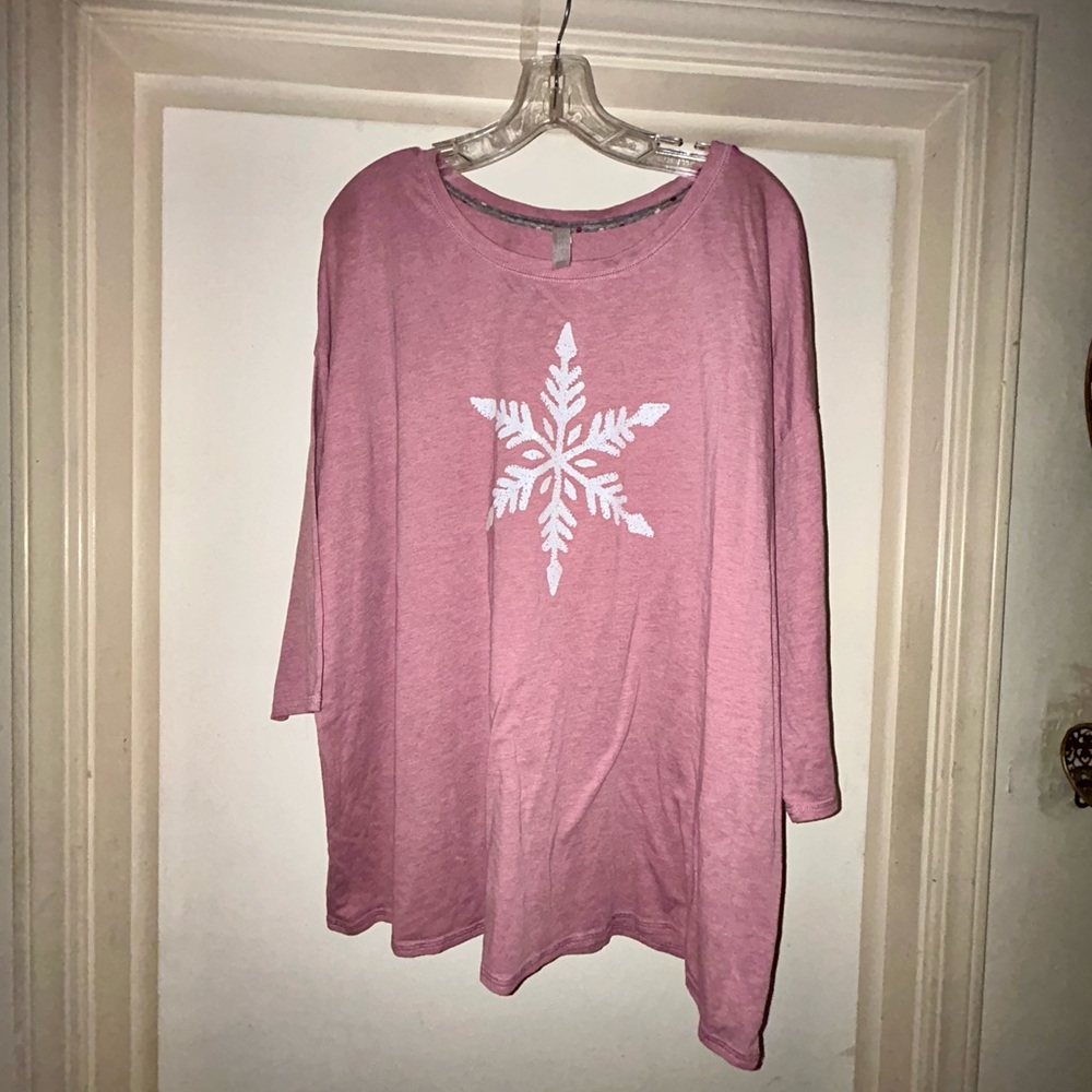 Cacique Pink Snowflake Women's Sleep Top